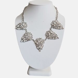 BCBGeneration necklace silver collar faux diamond Rhodium color